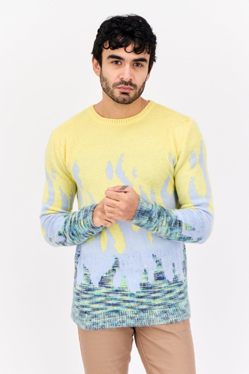 Asos Design Men Knitted Space Dye Long Sleeve Sweater, Multicolor - Image 1